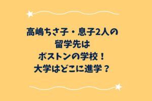 高嶋ちさ子・息子2人の留学先はボストンの学校！大学はどこに進学？