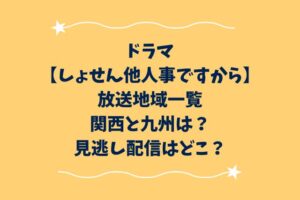 しょせん他人事ですから(ドラマ)放送地域・関西と九州は？見逃し配信はどこ？