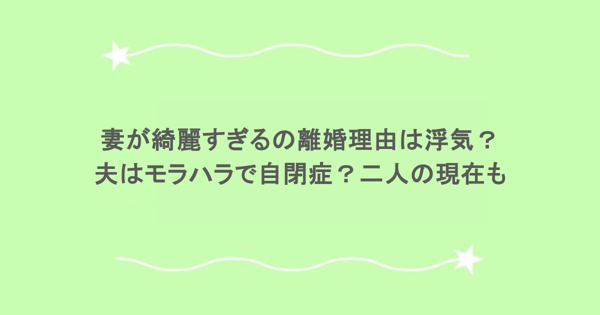 妻が綺麗すぎるの離婚理由は浮気?夫はモラハラで自閉症?二人の現在も